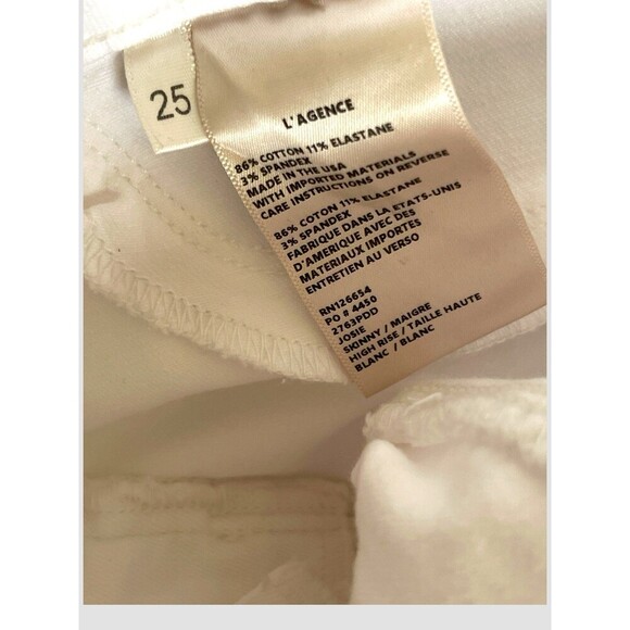 L’AGENCE Josie High Rise Skinny Jeans Size 25 White Women’s Split Side Hem NWOT - Picture 9 of 9